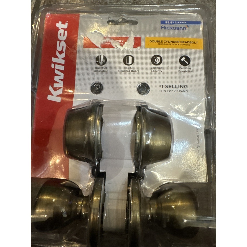 Kwikset Tylo Antique Brass Entry Knob and Double Cylinder Deadbolt Combo 695t 5